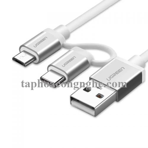 Ugreen 20871 0.5M màu trắng Dây USB 2.0 sang Type-C đầu nhôm US177 30020871
